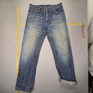 Edwin 505S Jeans Mens Selvedge Medium Wash Denim Straight Whiskers Fits 30x31